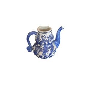 Vintage Chinoiserie Chinese Blue & White Dragon Teapot - Unique Decor Piece